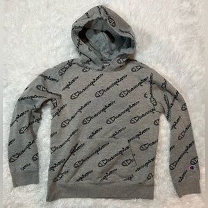 Champion Hoodie Boys Sweatshirt Pullover Gray Latge